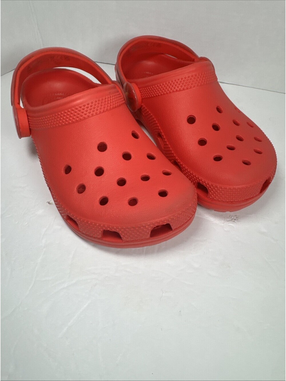Crocs Classic Clog Kids J13 Red Flame Strap Slip On Shoes